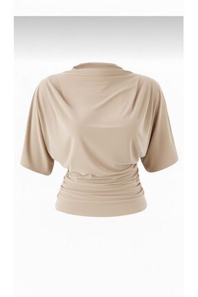 peri tower Kadın Fitted/Vücuda Oturan Kayık Yaka Yarasa Kol Esnek Örme Bluz 0067