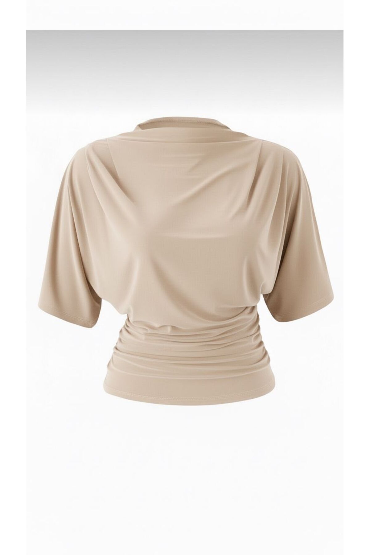 peri tower  Kadın Fitted/Vücuda Oturan Kayık Yaka Yarasa Kol Esnek Örme Bluz 0067