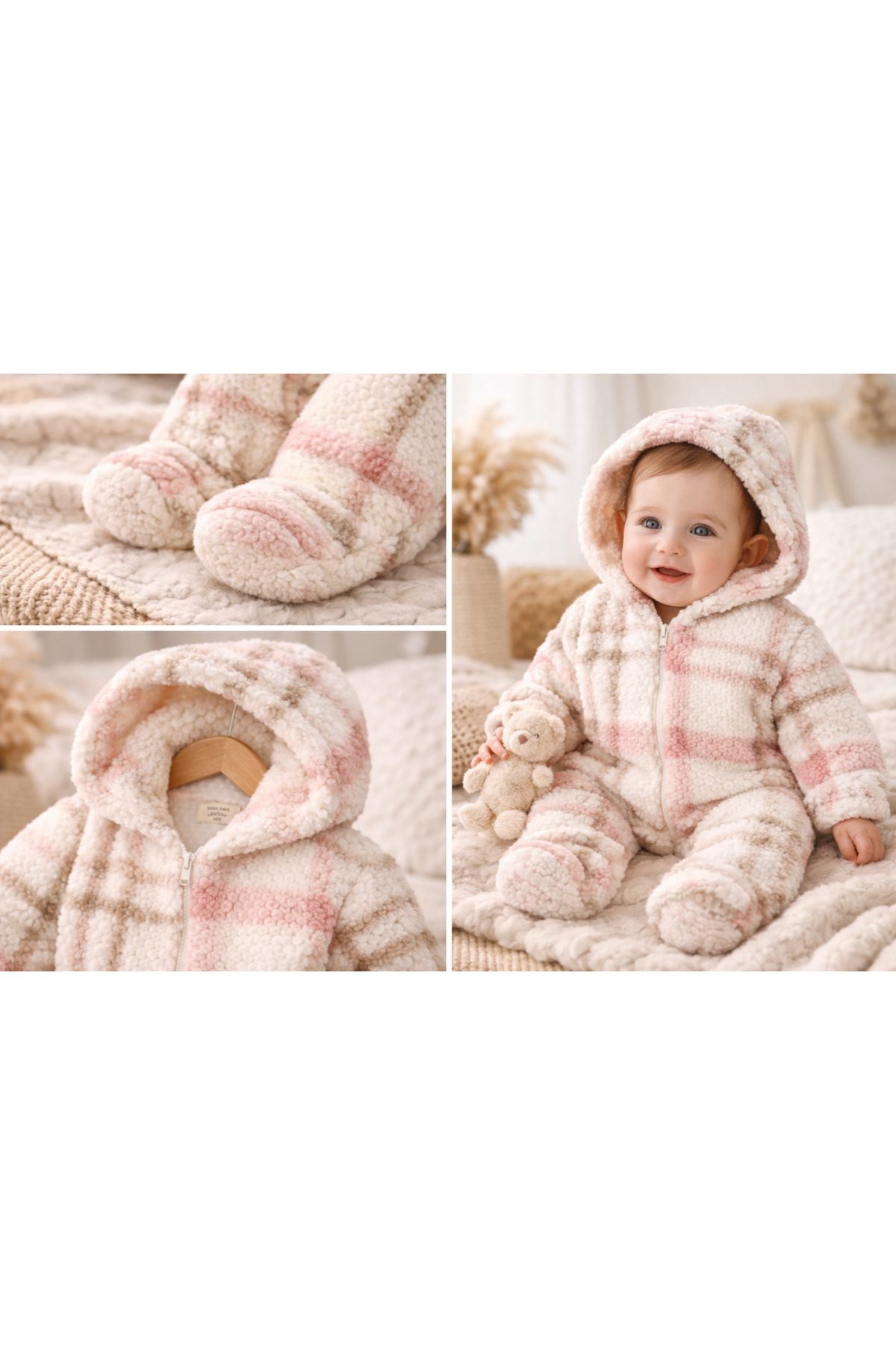 emir baby SoftNest Kapüşonlu Bebek Peluş Tulum(iç kısmı peluş yok) fotoğrafı 3 (önizleme)