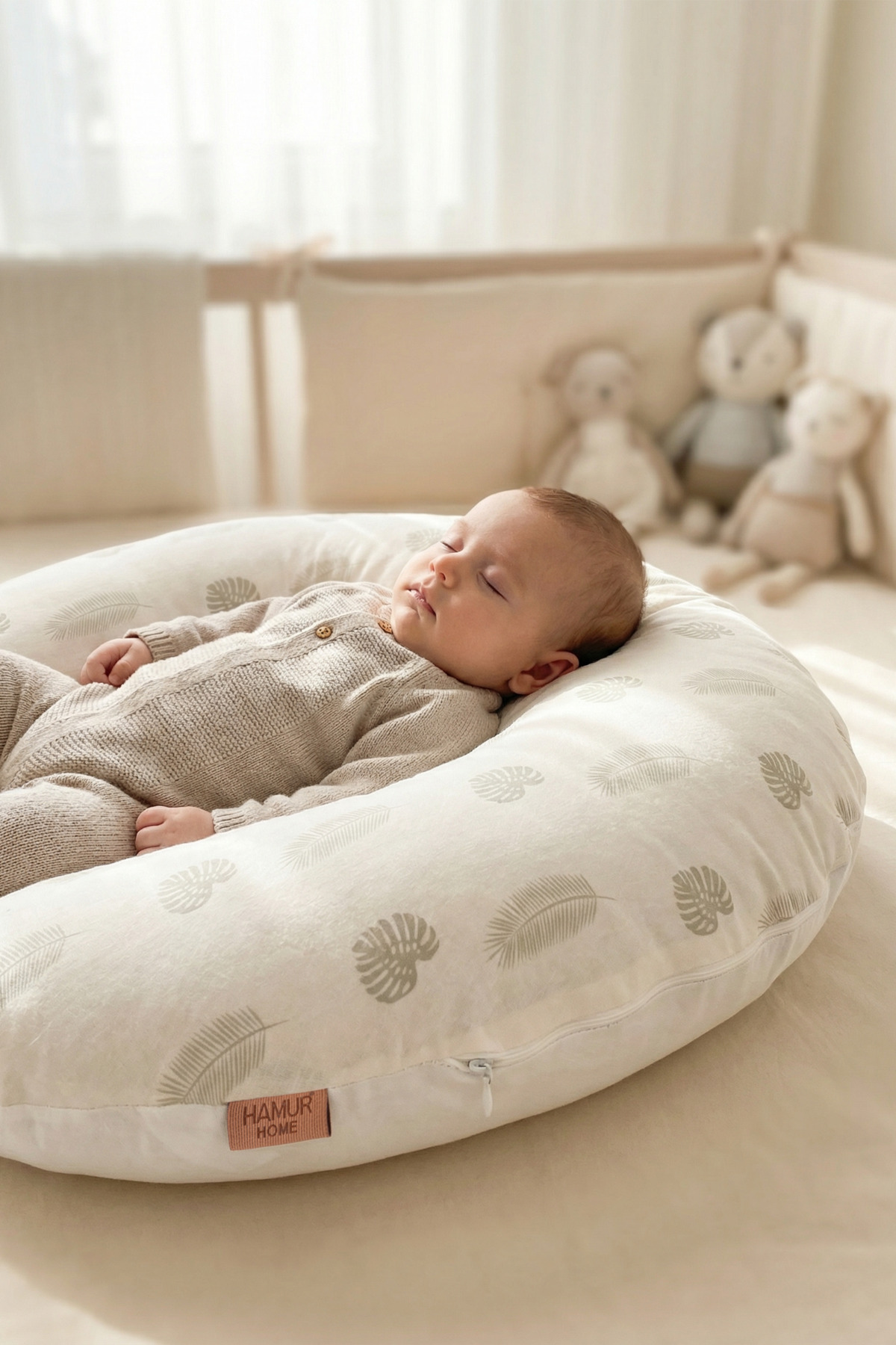 HAMUR Yenidoğan Çift Taraflı Hamile Anne Bebek Emzirme Yastığı Yıkanabilir Kılıf Destekli Minder Melis fotoğrafı 6 (önizleme)