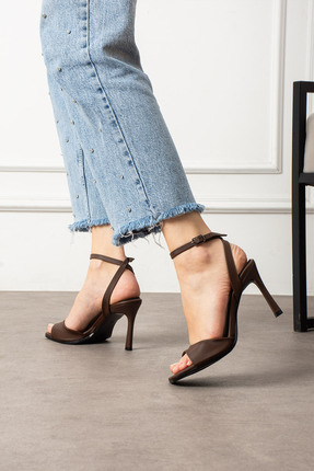 guijarro Kadın İnce Topuklu Sandalet - Cilt Deri Bilekten Bağlamalı Şık Abiye...