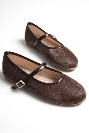 minnose Acı Kahve Kadın Tek Baretli Babet - Işıltılı Kare Toka Detaylı Yumuşa...