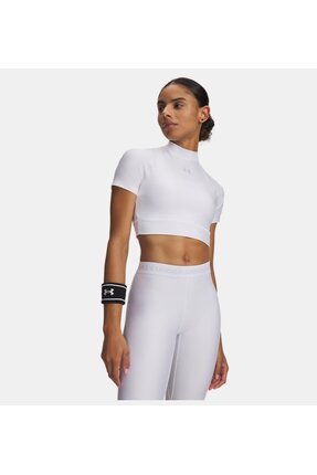 Under Armour Kadın UA HeatGear Crop Mock Kısa Kollu T-Shirt 6010006-100
