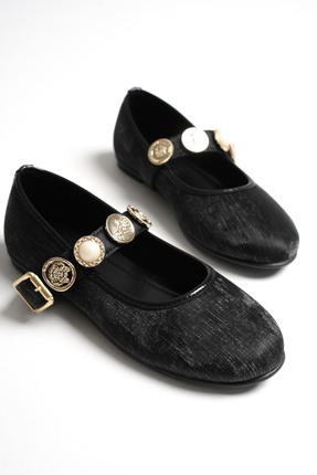 minnose Kadın Gold Arma ve İnci Detaylı Babet - Gold Tokalı ve Aksesuarlı Abi...