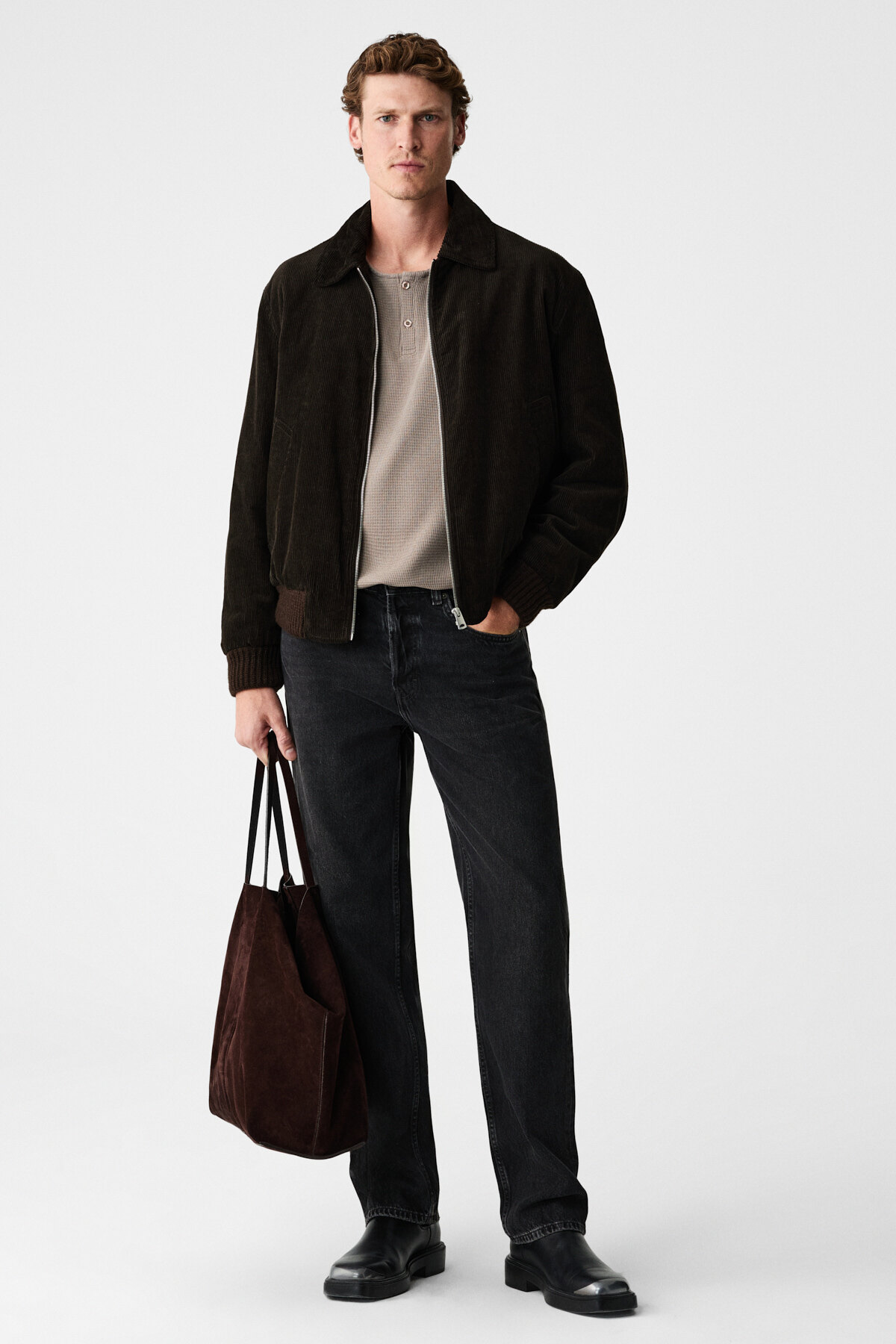 سویشرت مردانه یقه گرد دکمه‌دار نیم چاکدار از جنس پنبه ارگانیک RENEW — رنگارنگ RENEW01012026 — تصویر 4 از 7