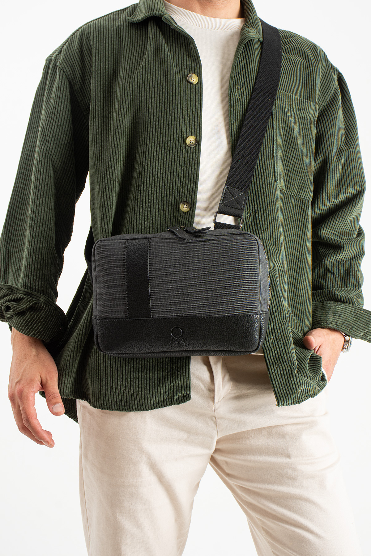 KASVA DERİ  Kanvas Kumaş Çapraz Çanta Unisex Tablet Çanta Askılı Omuz Çantası - Görsel 6