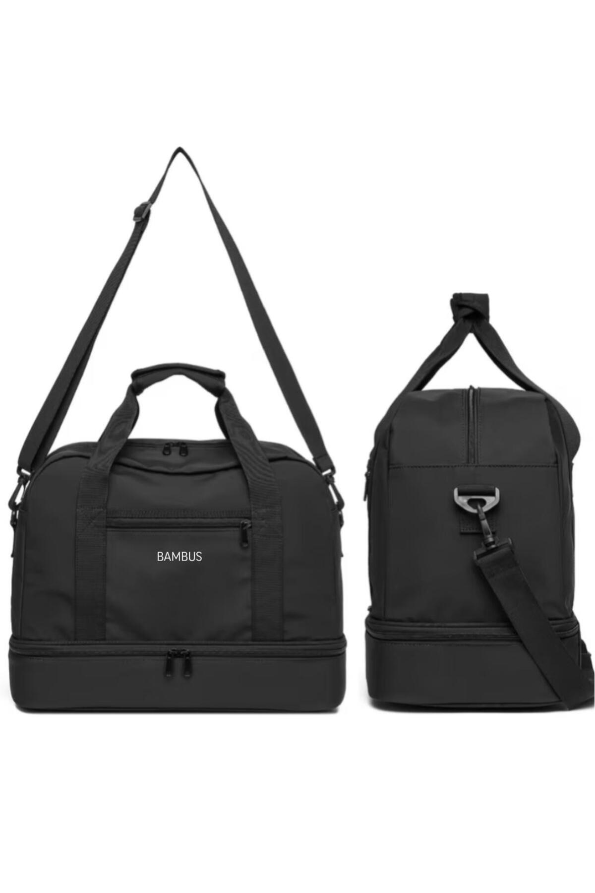 Bambus  Ayakkabı Bölmeli Hostes Valiz Seyahat Tatil Spor Hastane Su Geçirmez Çok Gözlü El Ve Omuz Çantası - Görsel 4