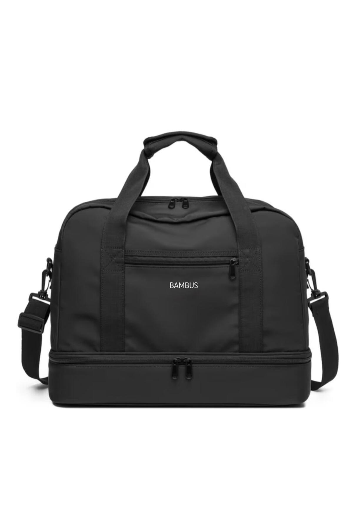 Bambus  Ayakkabı Bölmeli Hostes Valiz Seyahat Tatil Spor Hastane Su Geçirmez Çok Gözlü El Ve Omuz Çantası - Görsel 5