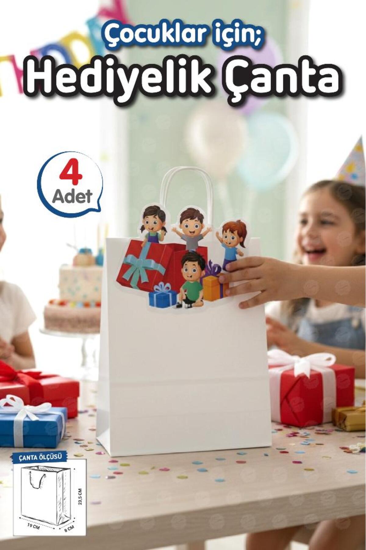t tuğset etiket Burgu Saplı Karton Beyaz Çanta 4 adet Çocuklar İçin Doğum Günü Parti 23 Nisan Hediyelik Çanta-T1563 fotoğrafı 2 (önizleme)