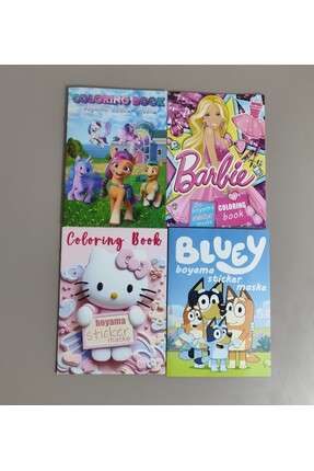 ada çanta kırtasiye 4 adet karakter figürlü stickerli boyama kitabı BS399031