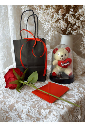 cevizdizayn SEVGİLİYE HEDİYE SEVGİLİLER GÜNÜ IŞIKLI FANUS HEDİYE SETİ – GÜL -...