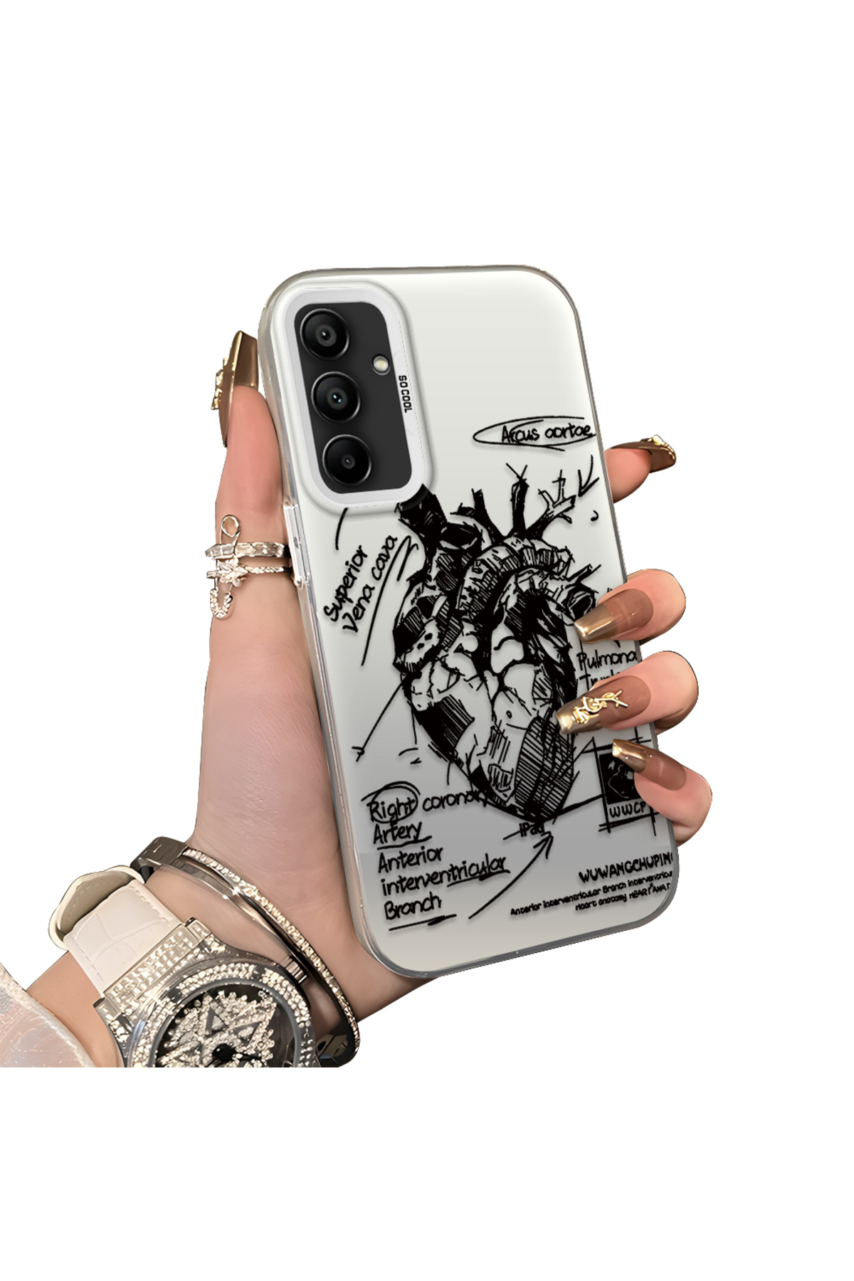 Samsung Galaxy A15 Compatible Silicone Edge Hard Rear Anti Fall Case with Creative Pattern