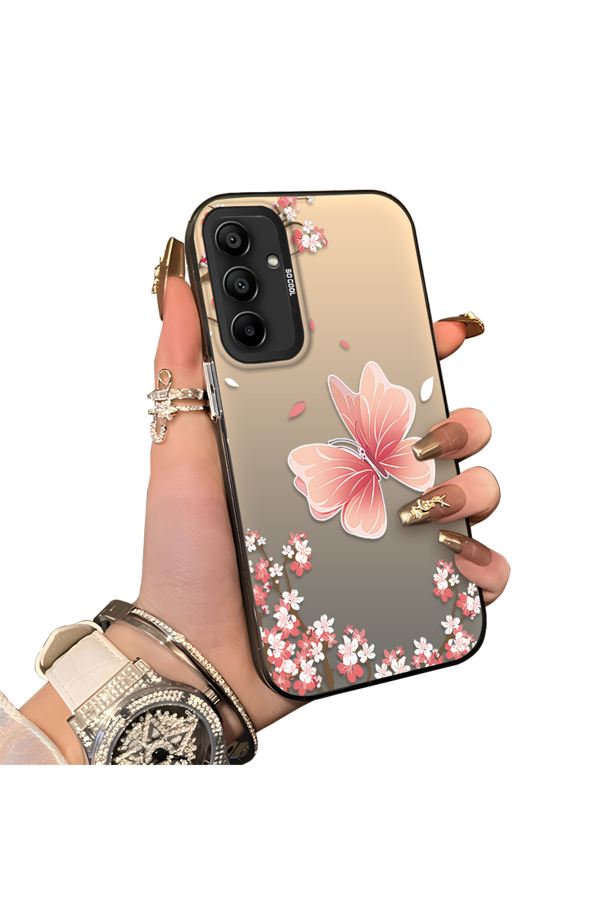 Samsung Galaxy A15 Compatible Silicone Edge Hard Back Anti Fall Butterfly pattern cover