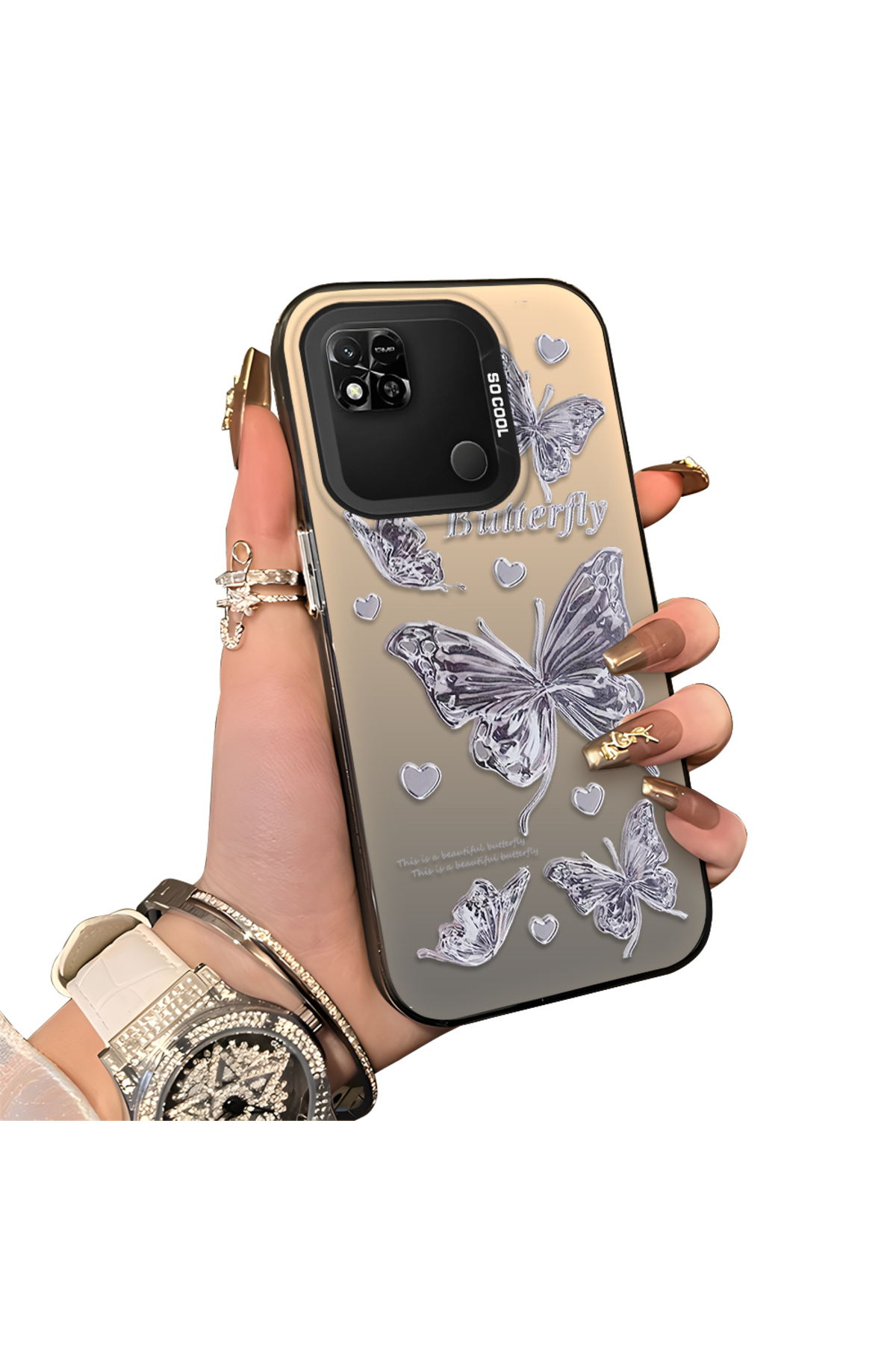 Xiaomi Redmi 10a Compatible Silicone Edge Hard Rear Anti Fall Butterfly pattern case