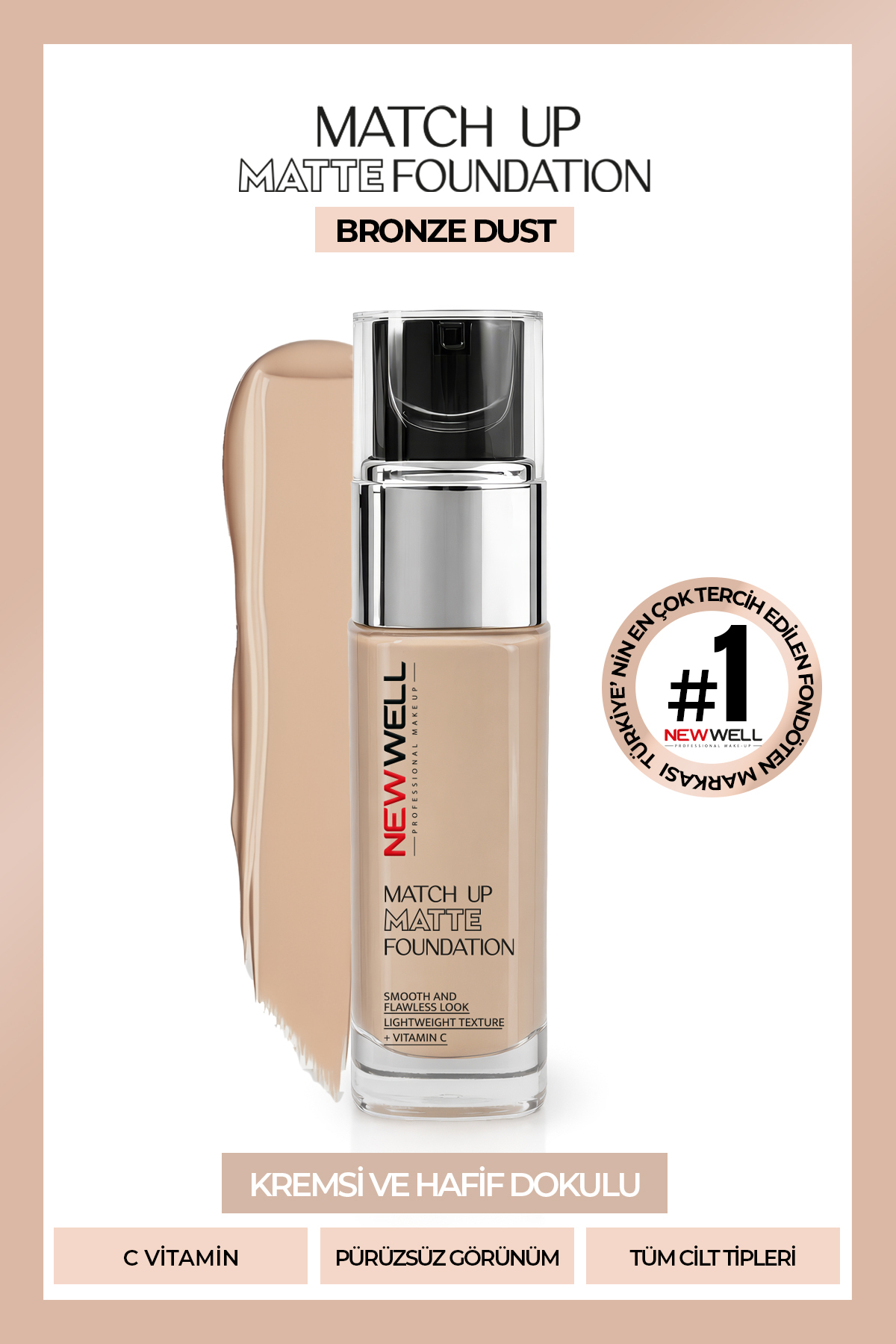 New Well Match Up Matte Foundation Bronze Dust 02 34 gr - Fiyatı, Yorumları