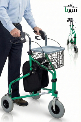 BGM Walker 3 Tekerli Rolatör Yürüteç – Frenli, Sepetli Katlanır Tekerlekli Wa...