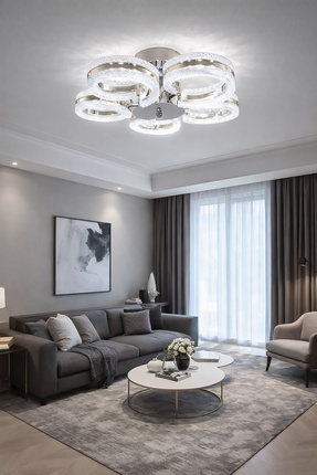 Turanconcept Ecrin 5li Plafonyer Led Avize Kristal Görünüm Beyaz Işık Enerji ...