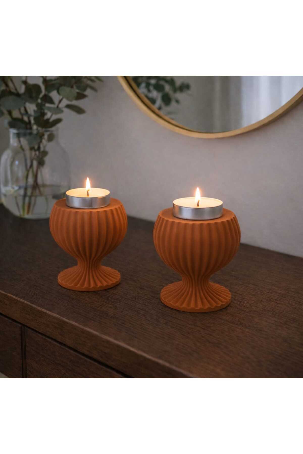 El Yapımı Beton Tealight Mumluk Seti