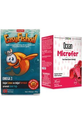 Omega 3 Çiğnenebilir 30 Jel Tablet Ve Ocean Microfer Damla 30ml EasyFishoilOrzax4