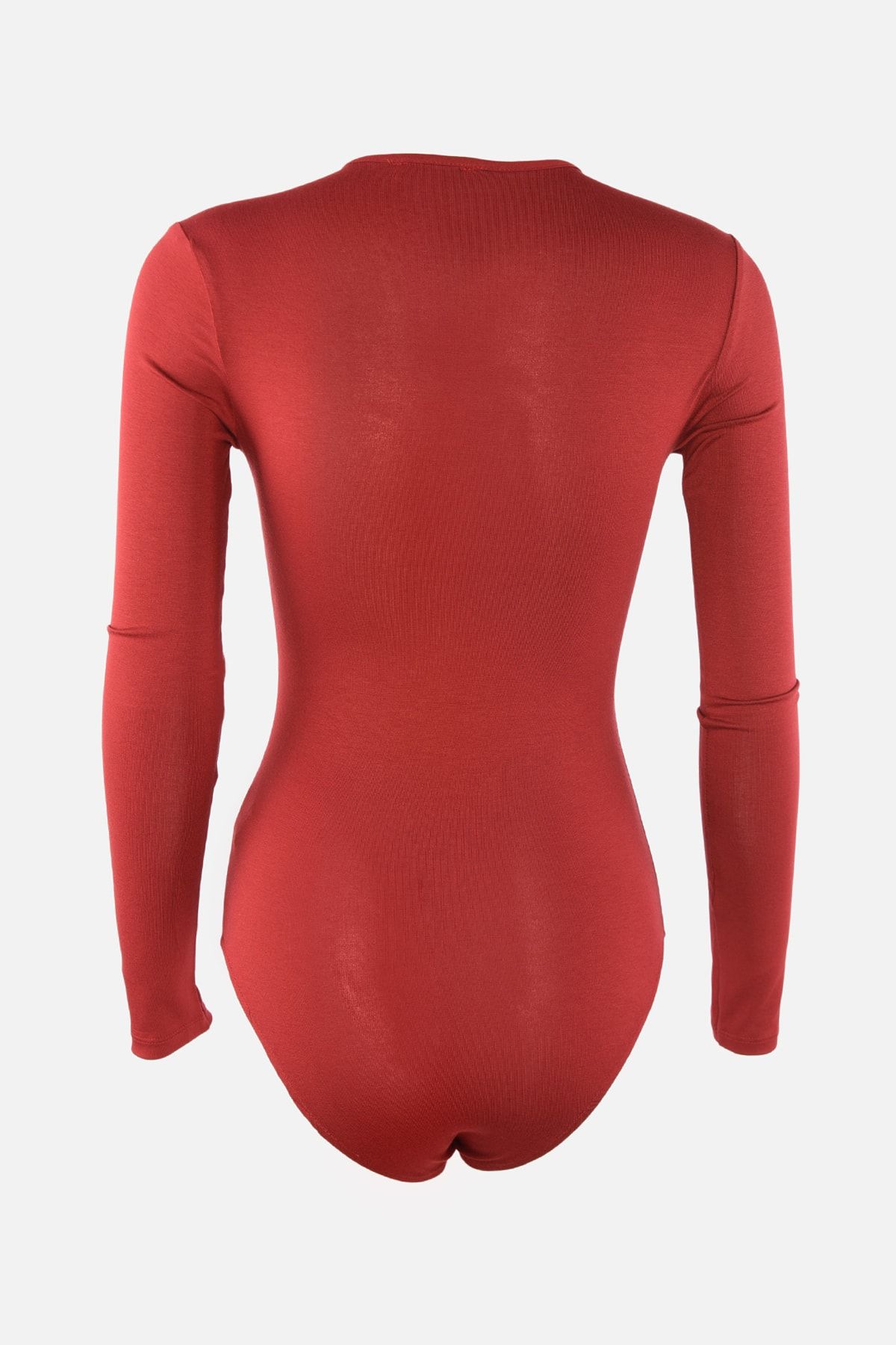 Trendyol Collection-Vínové pletené body s hlubokým výstřihem do V TPRAW22BD0084 12