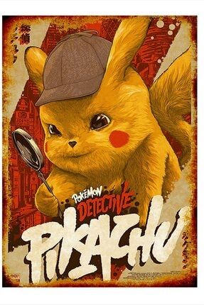 Dedektif Pikachu Tasarım Ahşap Tablo TBLMGDK12648