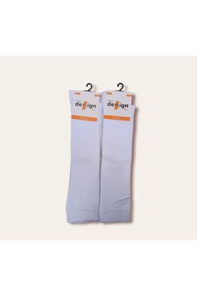 Çocuk Unisex Beyaz Dizaltı Çorap 2'li 5003479