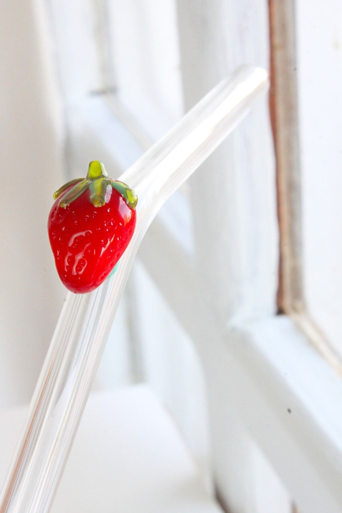 ADAMODART-Strawberry Figured Single Glass Straw 1