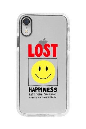 Iphone Xr Uyumlu Beyaz Kenarlı Anti Shock Lost Smiley Desenli Telefon Kılıfı IPXRANTI-278