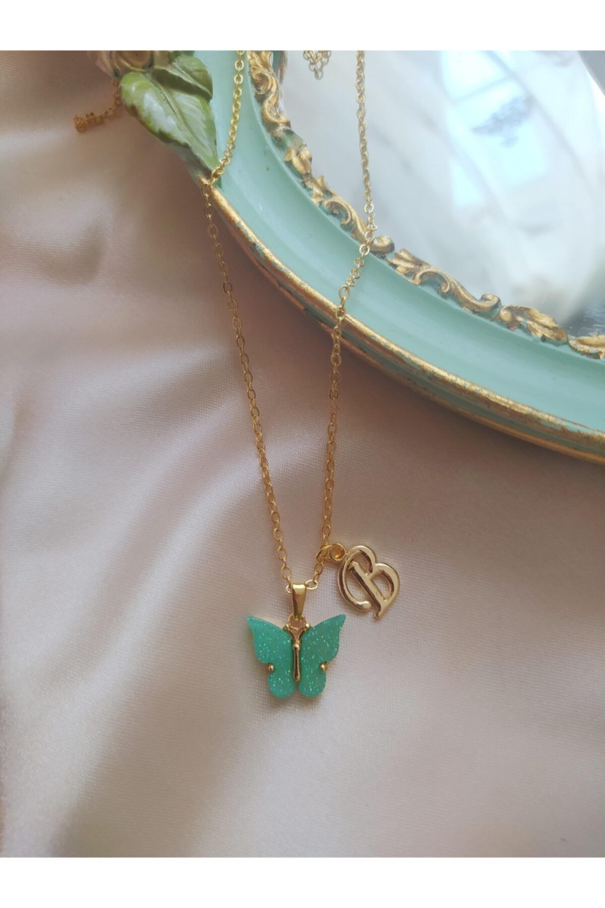 Green hot sale butterfly necklace