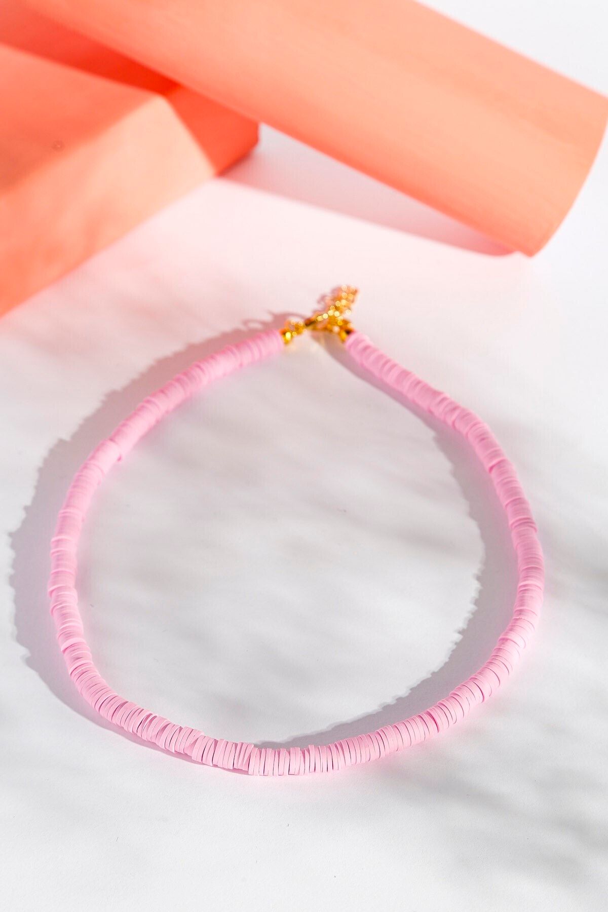 Artikel-Pink Fimo Bead Necklace, Choker Necklace 1
