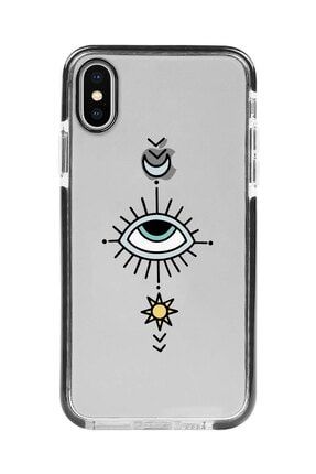 Iphone X Siyah Kenarlı Anti Shock Yıldızlı Göz Desenli Telefon Kılıfı IPXANTI-099