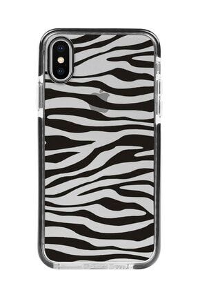 Iphone X Siyah Kenarlı Anti Shock Zebra - 2 Desenli Telefon Kılıfı IPXANTI-181