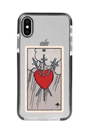 Iphone Xs Siyah Kenarlı Anti Shock The Heart Desenli Telefon Kılıfı IPXSANTI-137