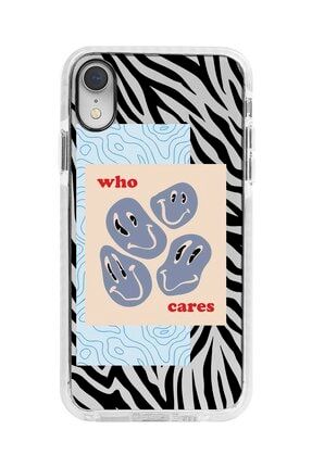 Iphone Xr Beyaz Kenarlı Anti Shock Who Cares Zebra Desenli Telefon Kılıfı IPXRANTI-253