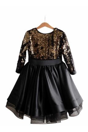 Kız Çocuk Siyah Payetli Elbise Siyah 2343