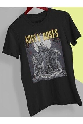 Owersize Tasarım Rock Poster Guns And Roses Baskılı Tişört PLBOST00109