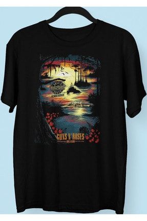 Owersize Müzik Guns N Roses Tasarım Baskılı Tişört PLBOST00282