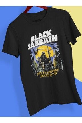 Owersize Tasarım Rock Poster Black Sabath Baskılı Tişört PLBOST00099