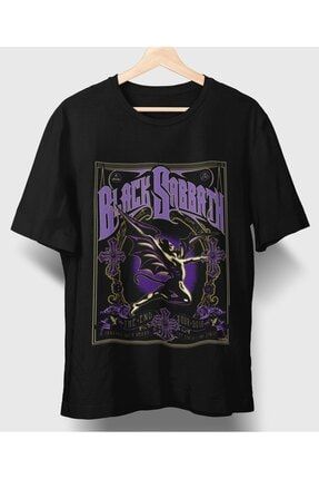 Owersize Tasarım Rock Poster Black Sabbath Baskılı Tişört PLBOSBS001