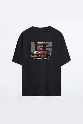 Lebron James 16 Siyah Hg Erkek Oversize Tshirt - Tişört OT-MAN-HG-JAMES-16