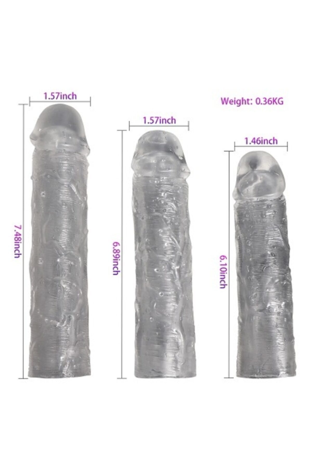 3'lü Penis Kılıfı Set Ucu Dolgulu Prezervatif 3