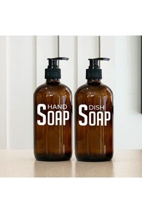 Amber Cam Şişe - Hand Soap - Dish Soap 2'li Mutfak Seti - 500 Ml. bls8262