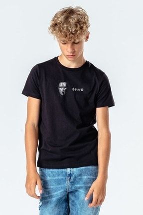 Unisex Çocuk Siyah Sting Yazıyı Alta Al Baskılı T-Shirt SFK2158-COCTS