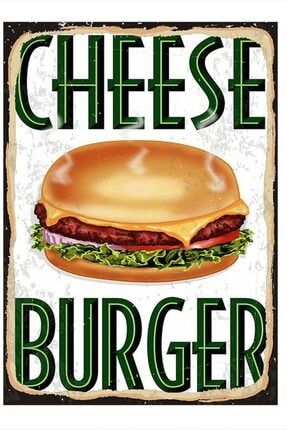 Cheese Burger Desenli Mdf Tablo dikey-34098-50-70