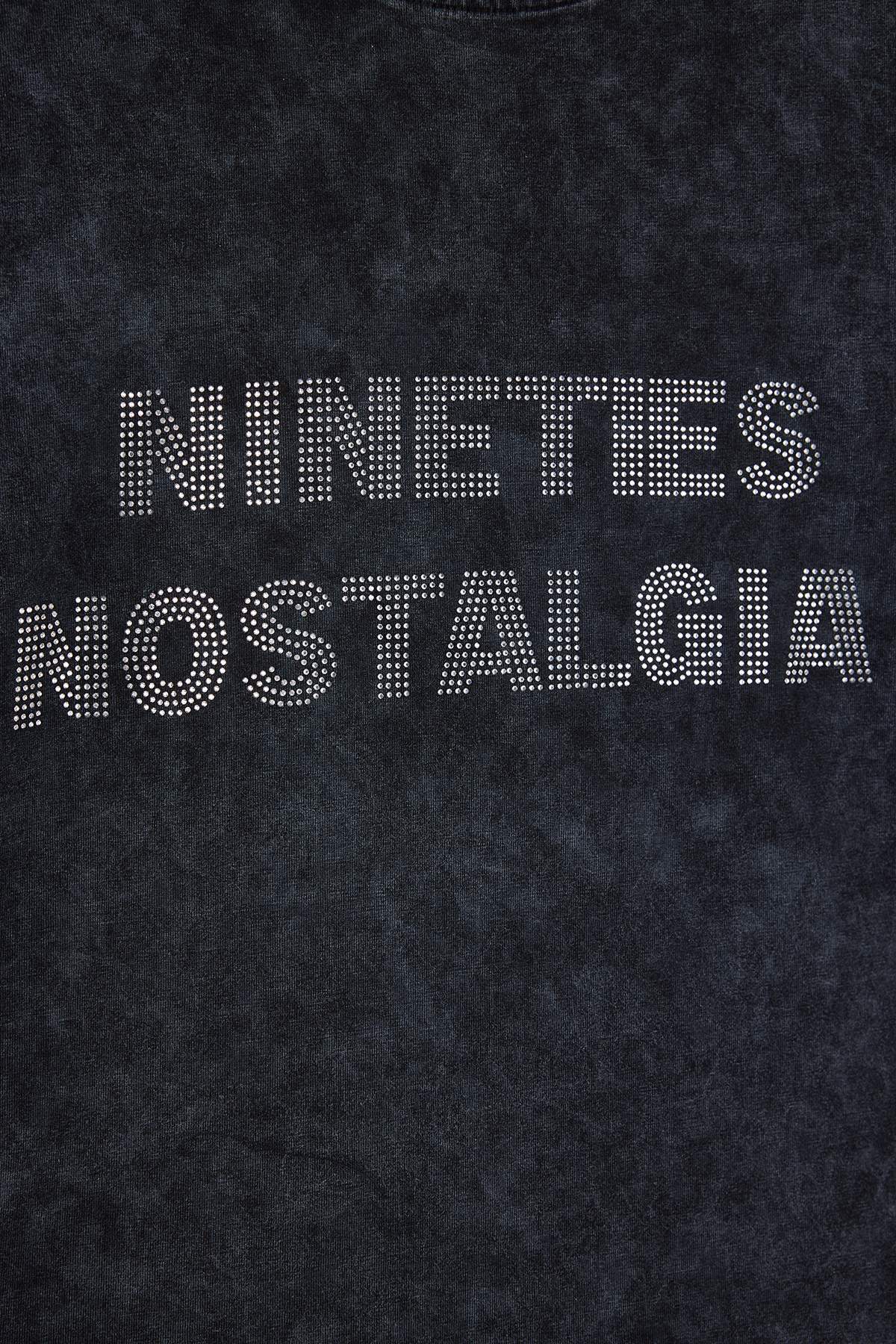 Trendyolmilla  Teen Antrasit Slogan Regular Kalıp Eskitme/Soluk Efektli Tok %100 Pamuk Örme T-Shirt TWOSS26TS00015 - Görsel 7