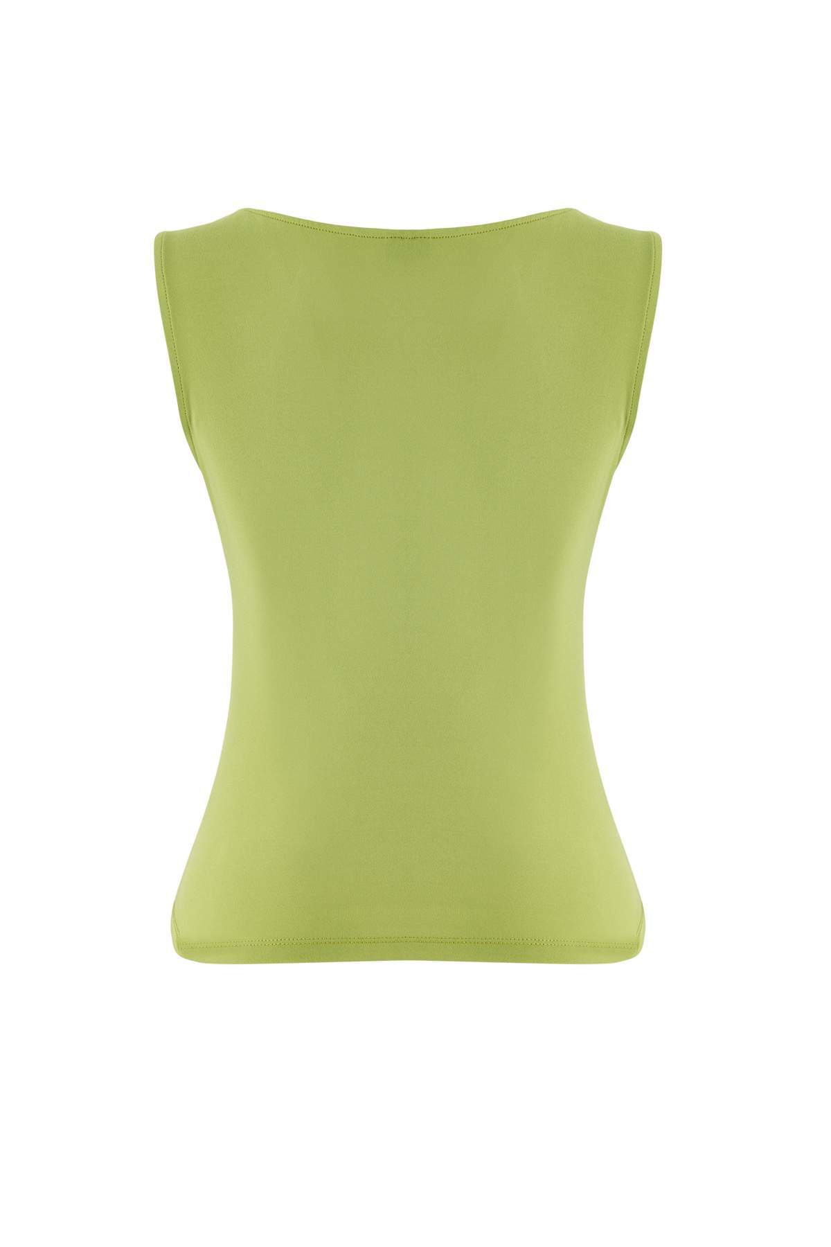 Trendyolmilla  Yağ Yeşil Fitted/Vücuda Oturan Kolsuz Büzgülü Esnek Örme Bluz TWOSS26BZ00199 - Görsel 7