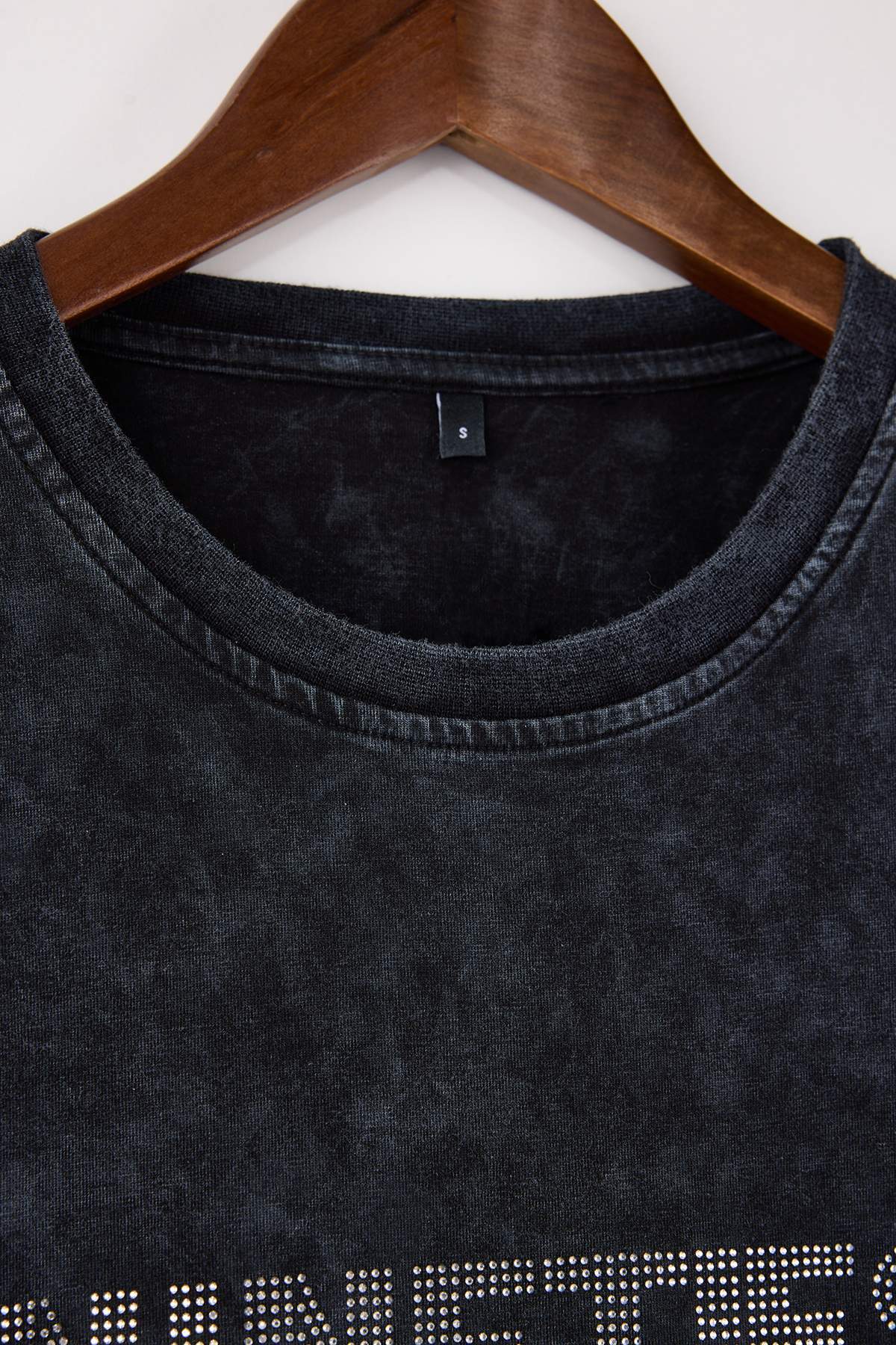 Trendyolmilla  Teen Antrasit Slogan Regular Kalıp Eskitme/Soluk Efektli Tok %100 Pamuk Örme T-Shirt TWOSS26TS00015 - Görsel 8