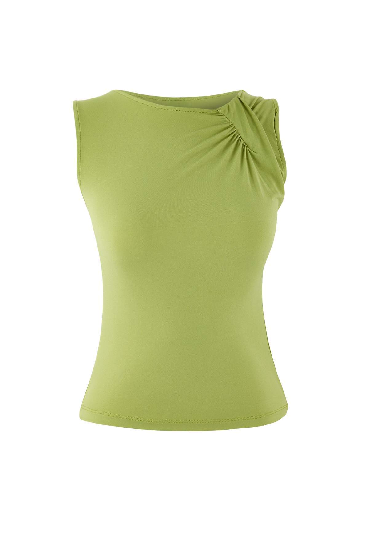 Trendyolmilla  Yağ Yeşil Fitted/Vücuda Oturan Kolsuz Büzgülü Esnek Örme Bluz TWOSS26BZ00199 - Görsel 6