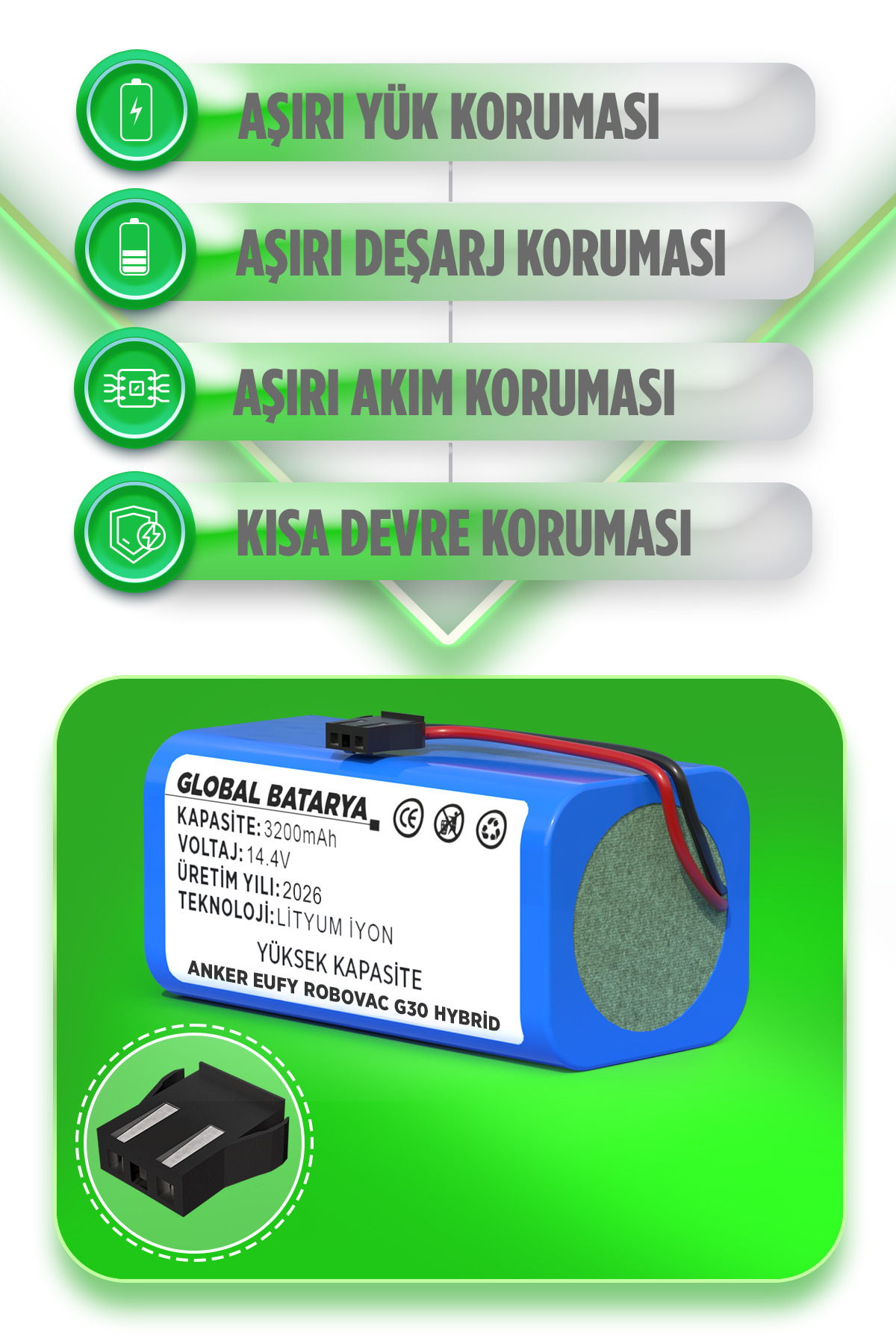 GLOBAL BATARYA Anker Eufy Robovac G30 Hybrid Robot Süpürge