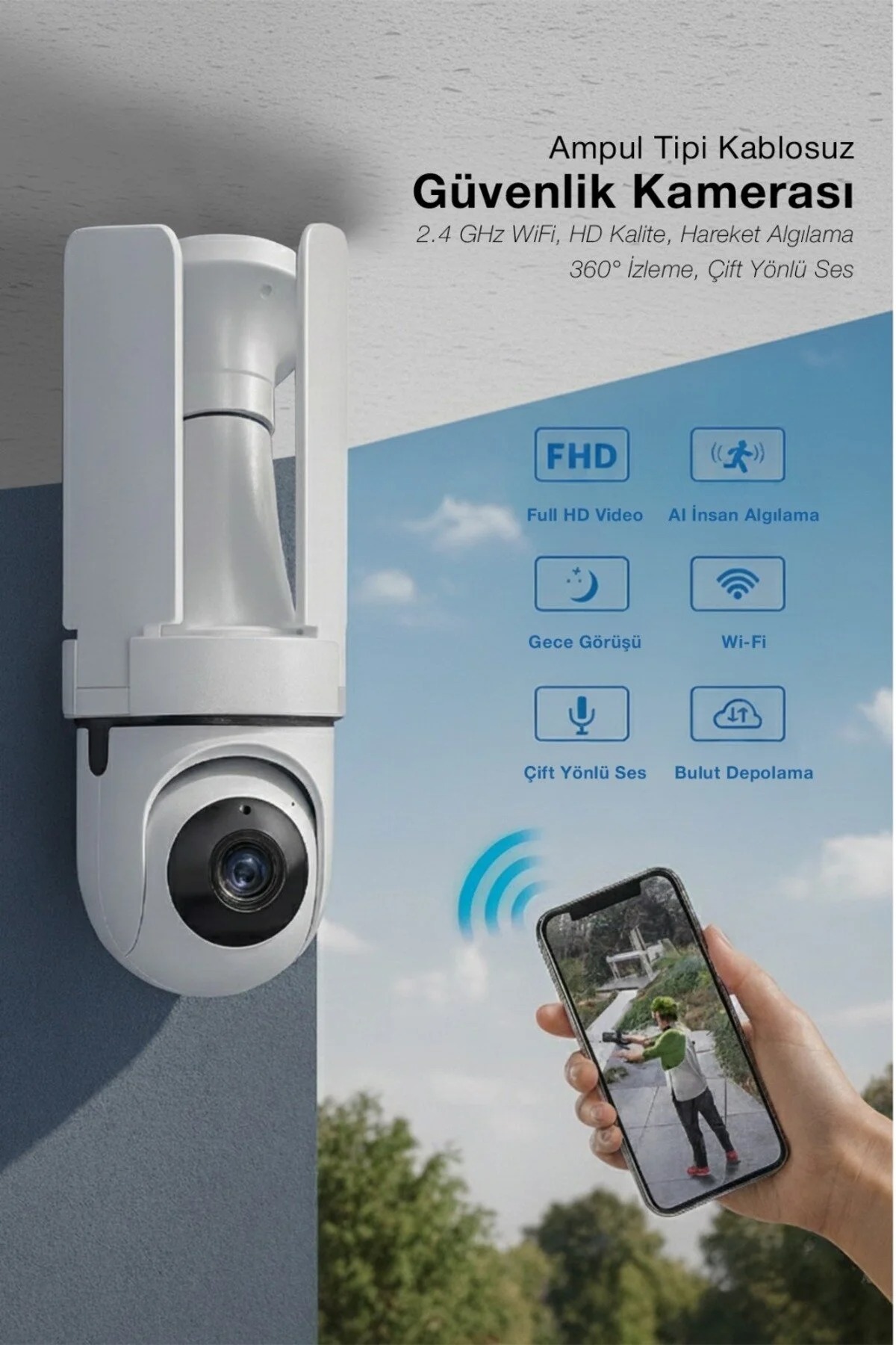 Praying Indoor Security Camera 360° - Full HD Night Vision Motion Sensor - WİFİ